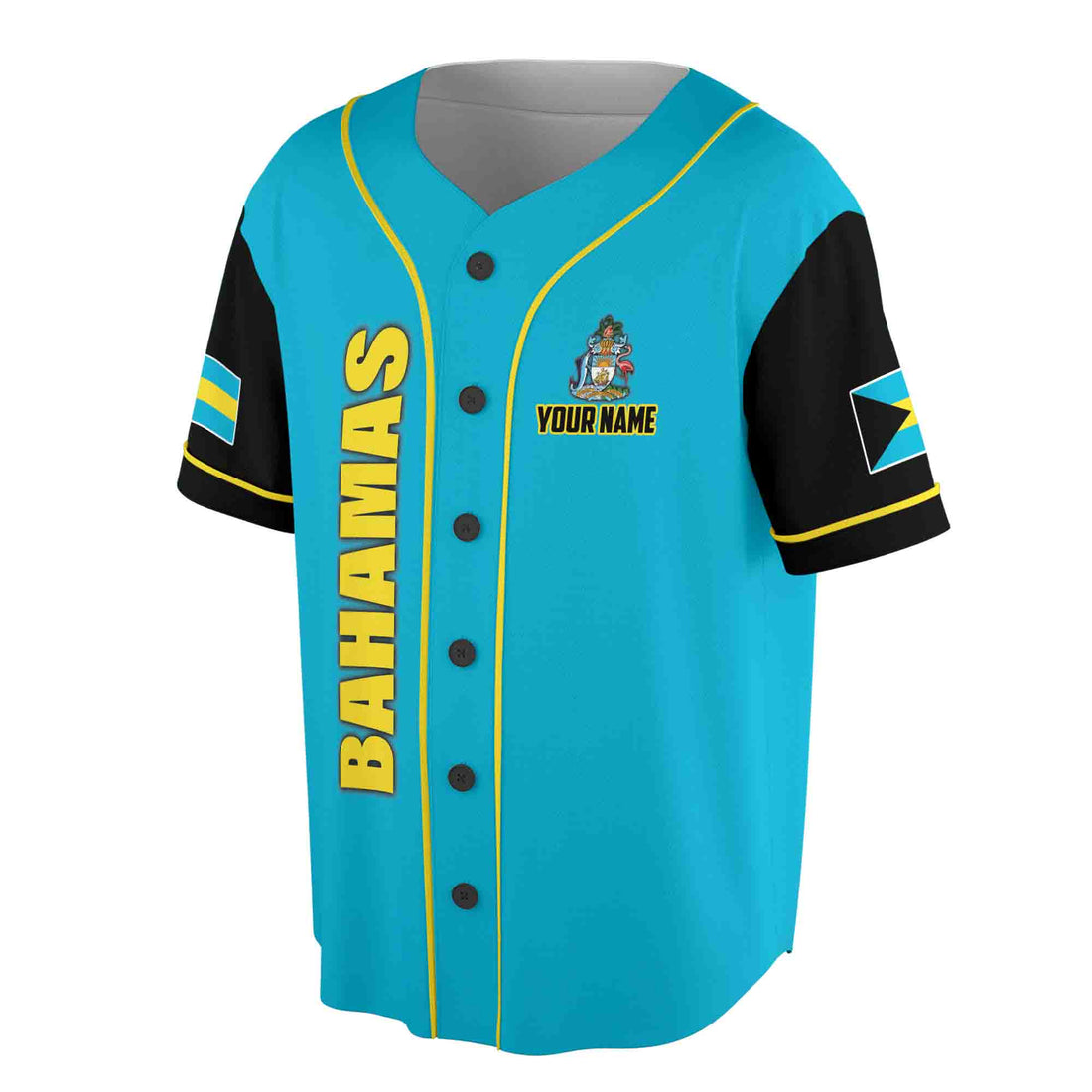 Custom Name Bahamas Coat of Arms Patriotic Baseball Jersey S-5XL