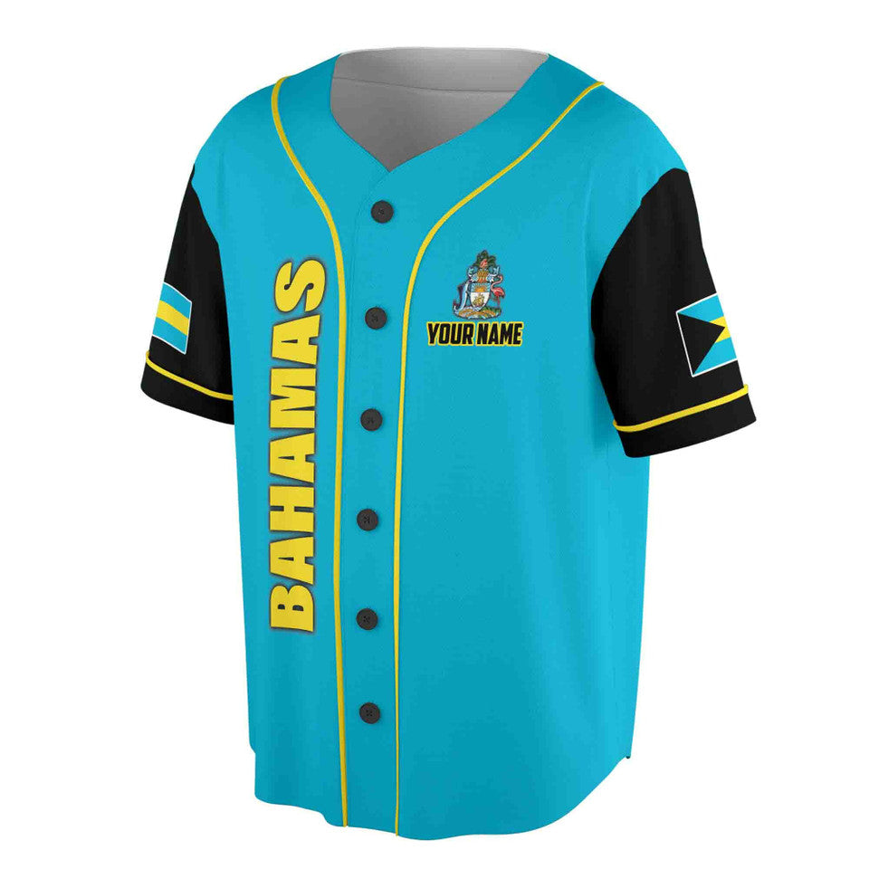 Custom Bahamas Coat of Arms Patriotic Baseball Jersey S-5XL