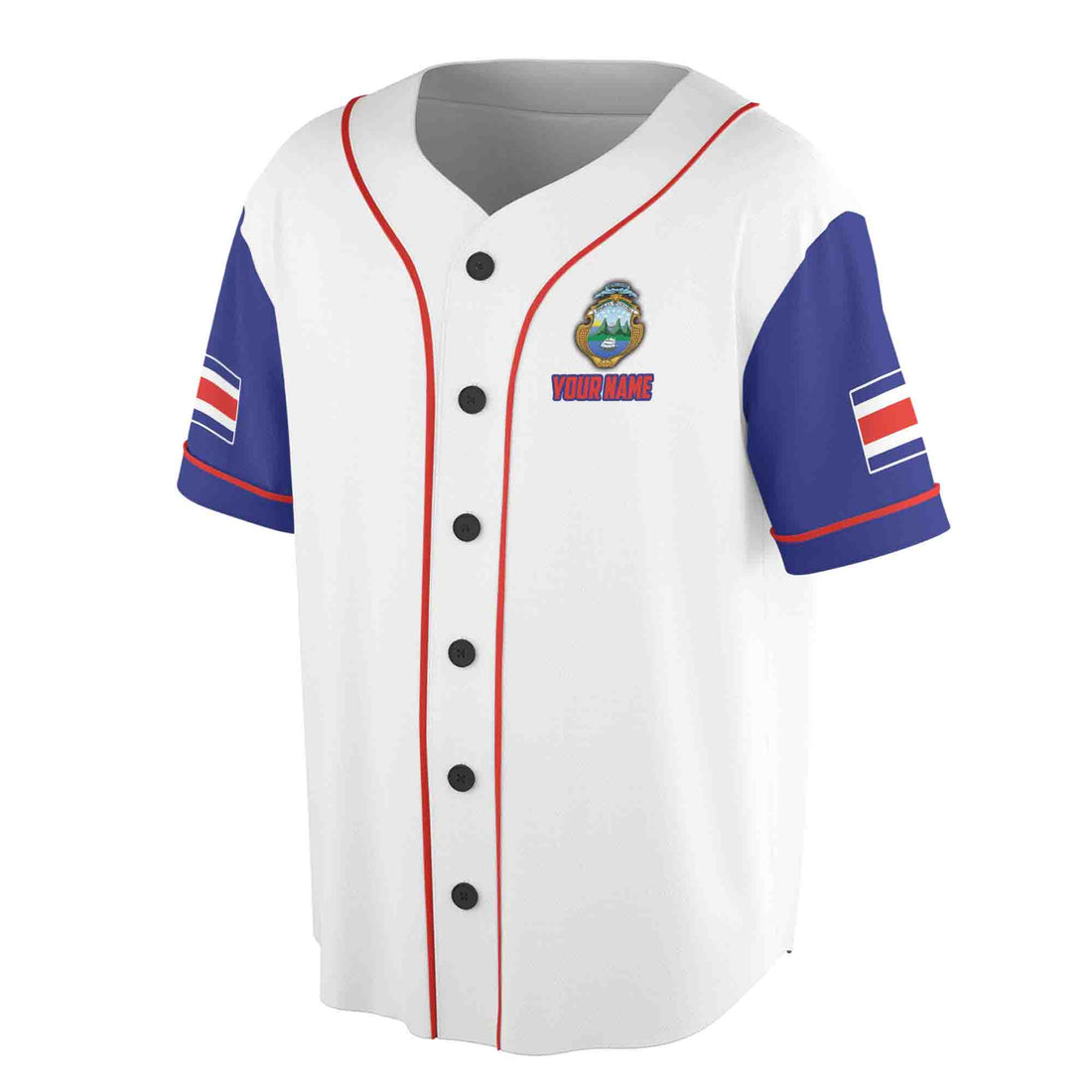 Custom Name Republica De Costa Rica Coat of Arms Baseball Jersey S-5XL