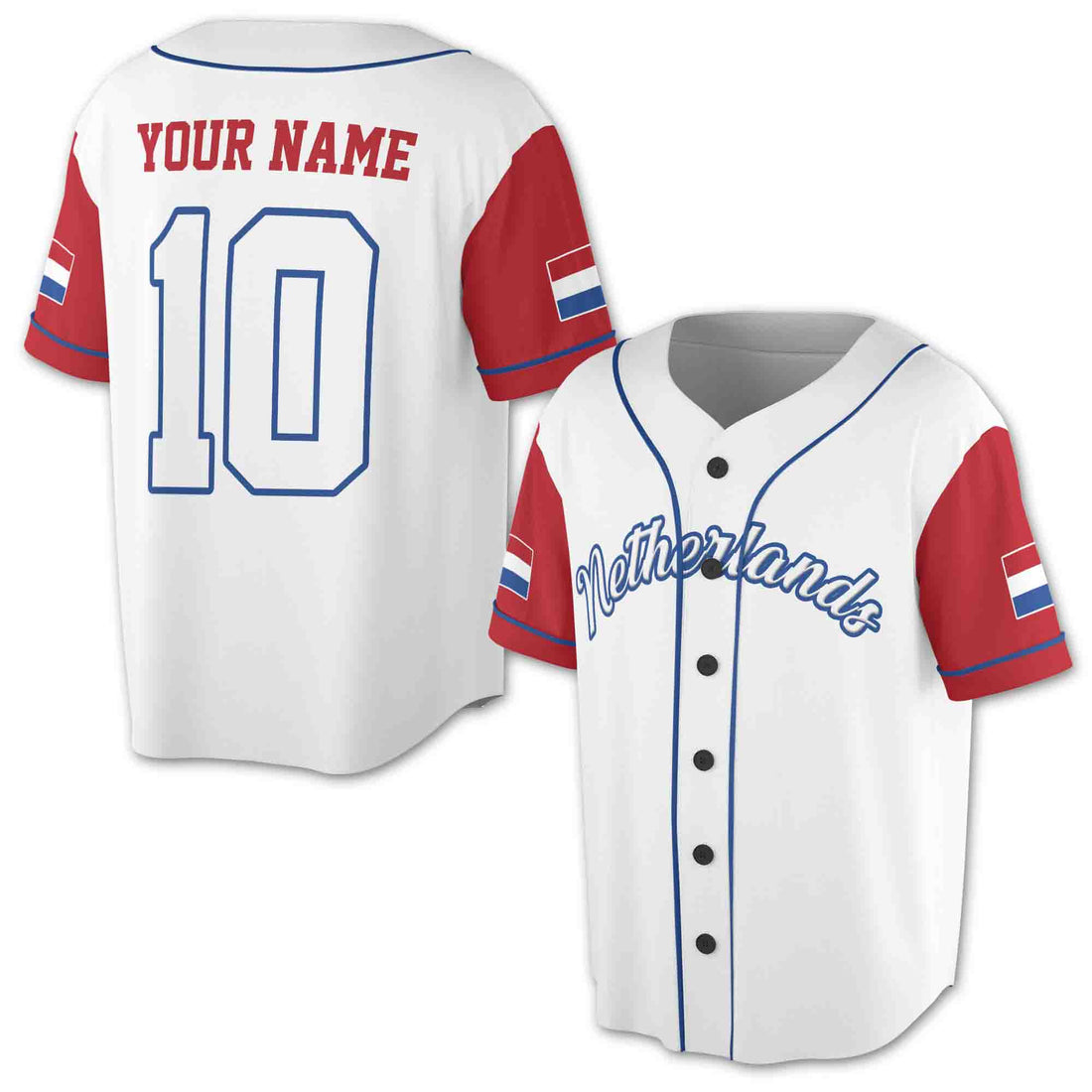 Personalized Patriotic Netherlands Flag Coat of Arms Baseball Jersey S-5XL