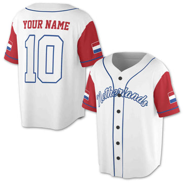 Personalized Patriotic Netherlands Flag Coat of Arms Baseball Jersey S-5XL