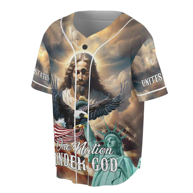 Jesus Aurole One Nation Under God Baseball Jersey S-5XL