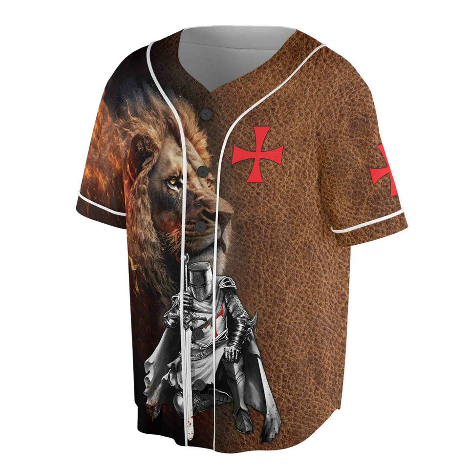 Knight Templar My Honor Leather Pattern Baseball Jersey S-5XL