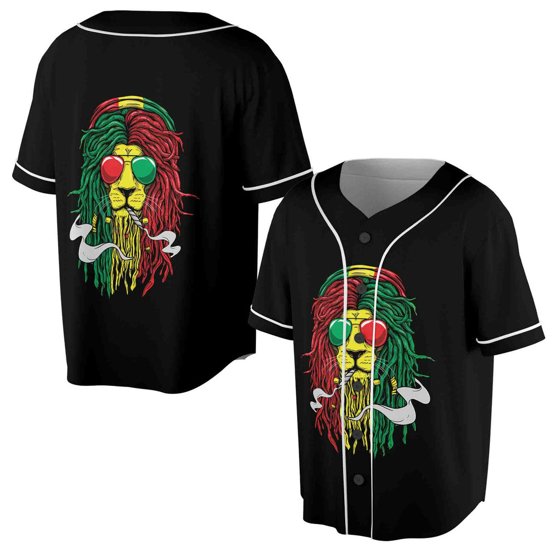 Lion Smoking Cigar Jamaica Baseball Jersey S-5XL