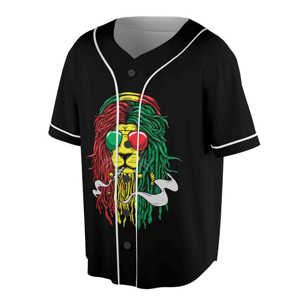 Lion Smoking Cigar Jamaica Baseball Jersey S-5XL