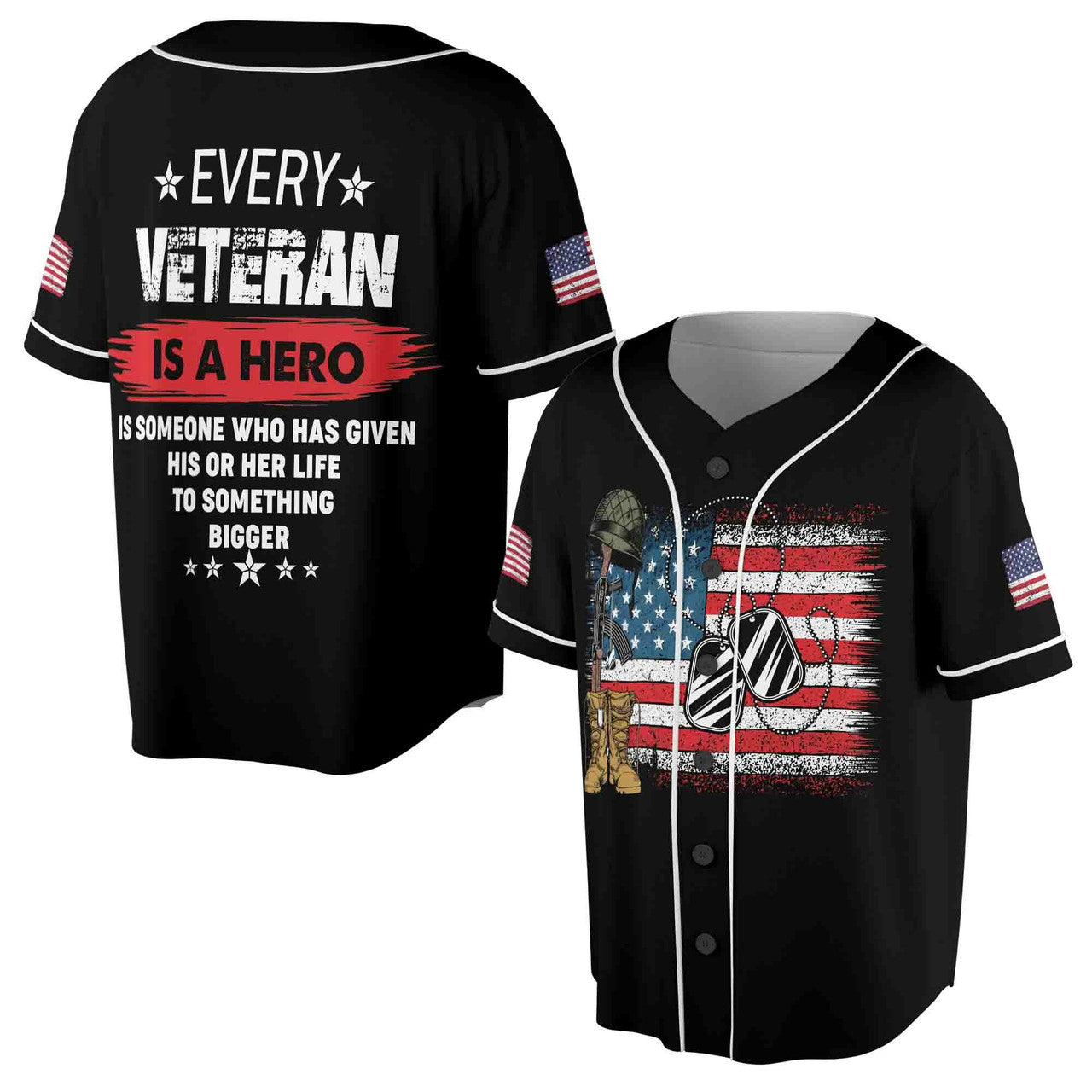 America Veteran Is A Hero Patriotic Baseball Jersey S-5XL