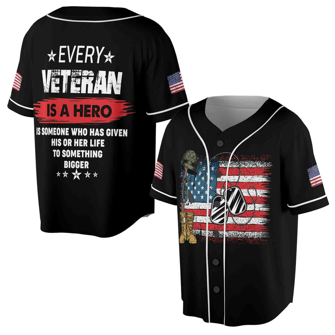 America Veteran Is A Hero Patriotic Baseball Jersey S-5XL