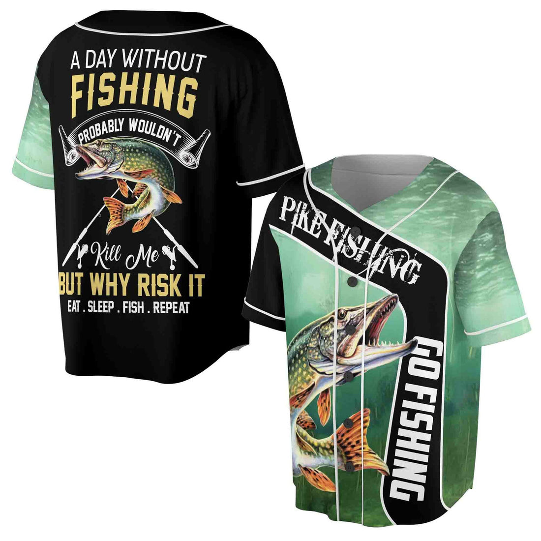 Pike Fishing Go Fishing Baseball Jersey S-5XL