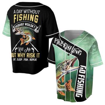 Pike Fishing Go Fishing Baseball Jersey S-5XL