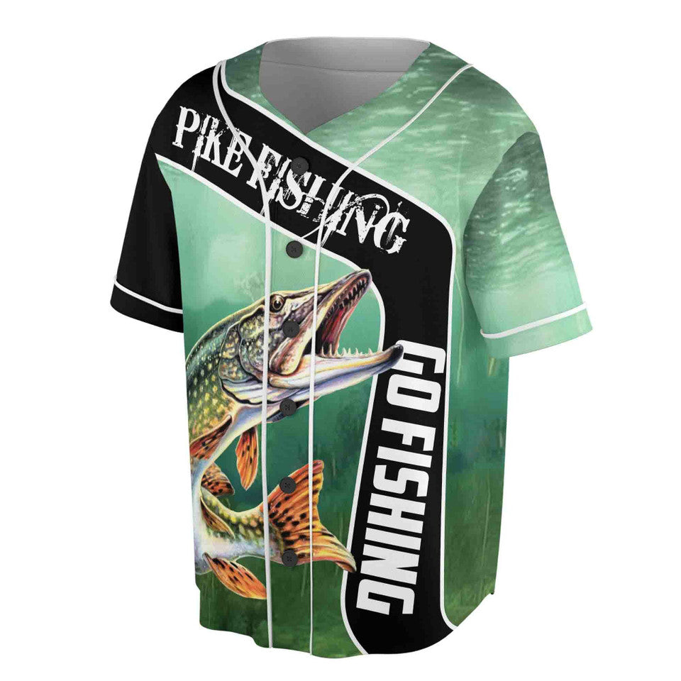 Pike Fishing Go Fishing Baseball Jersey S-5XL