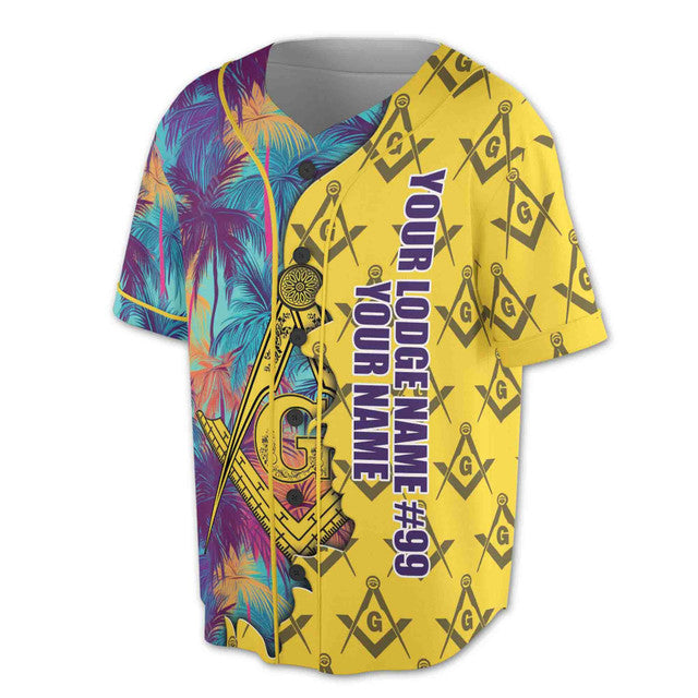 Custom Masonic Freemasonry Tropical Baseball Jersey S-5XL