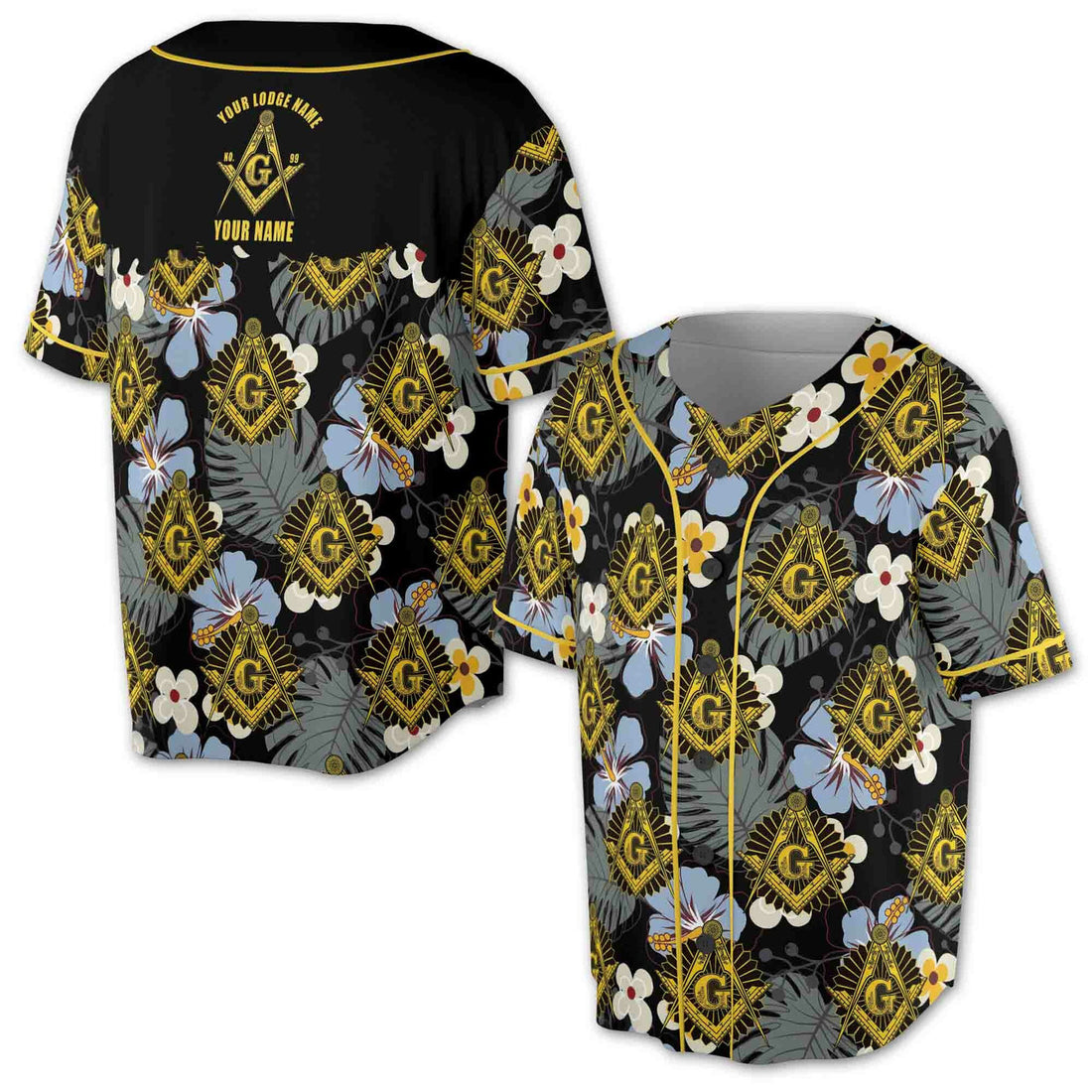 Freemasonry Master Mason Floral Baseball Jersey S-5XL