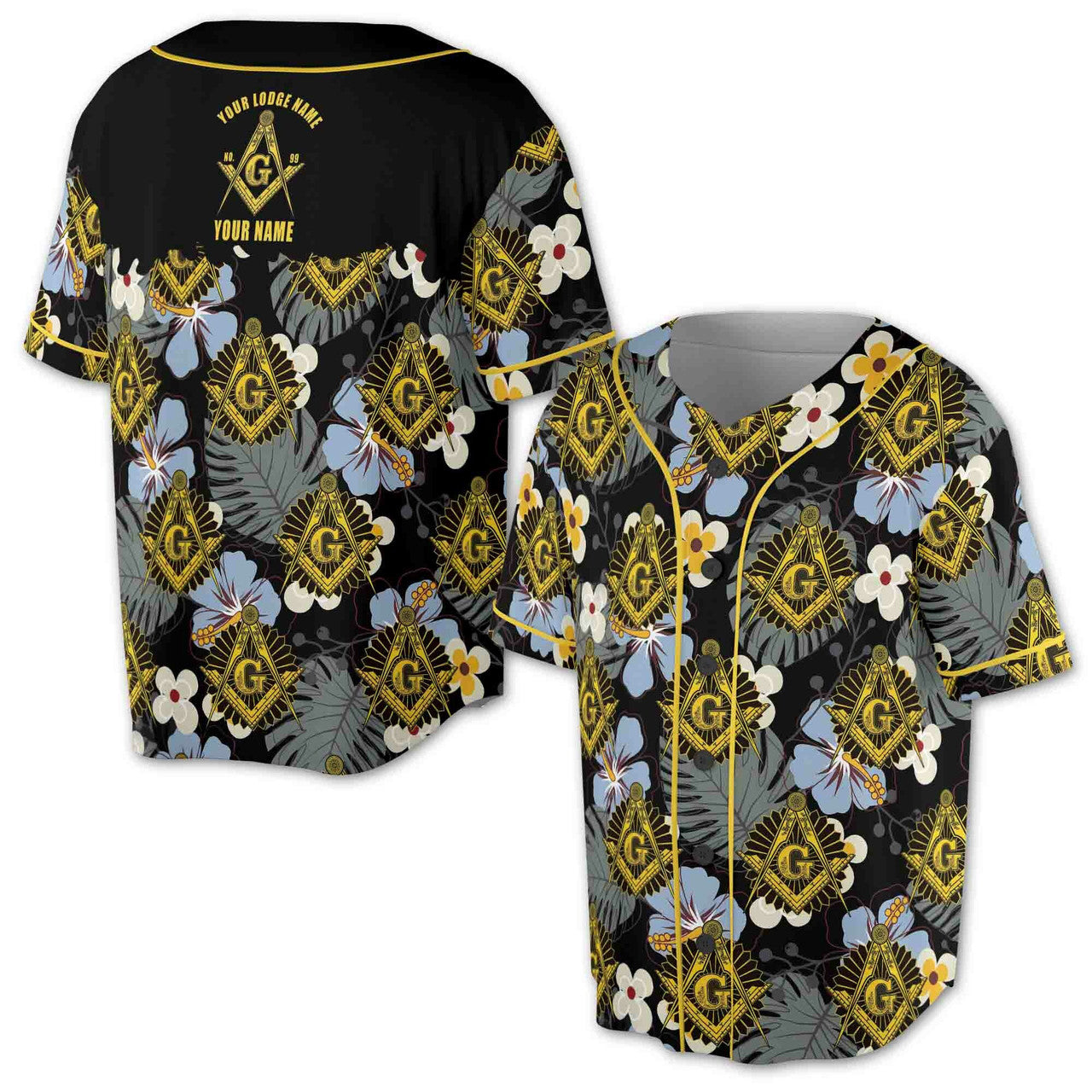 Freemasonry Master Mason Floral Baseball Jersey S-5XL