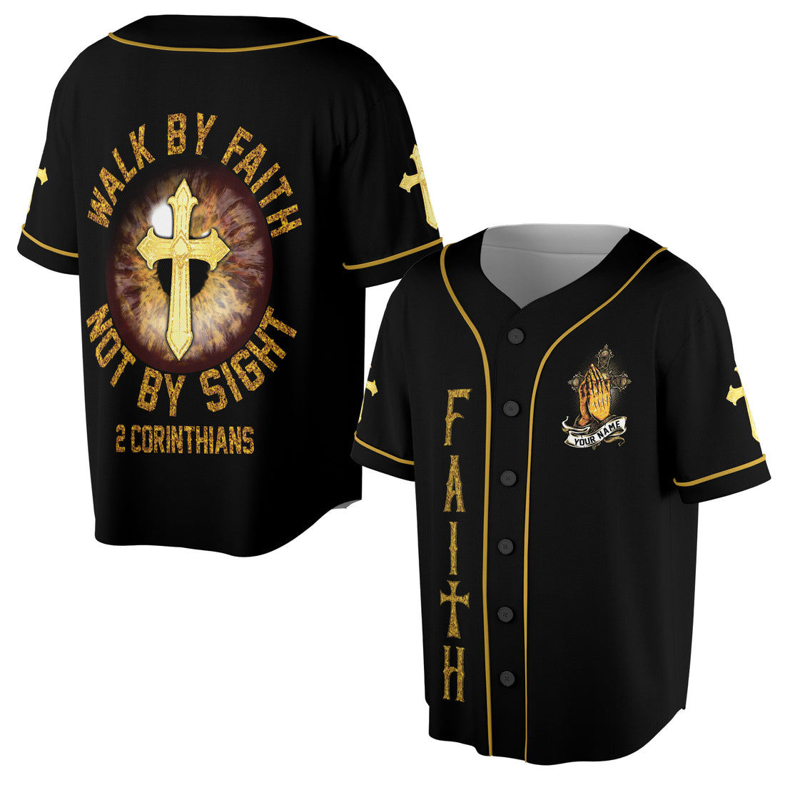 Custom Name The Cross Eye Walk By Fate, Not By Sight Baseball Jersey S-5XL