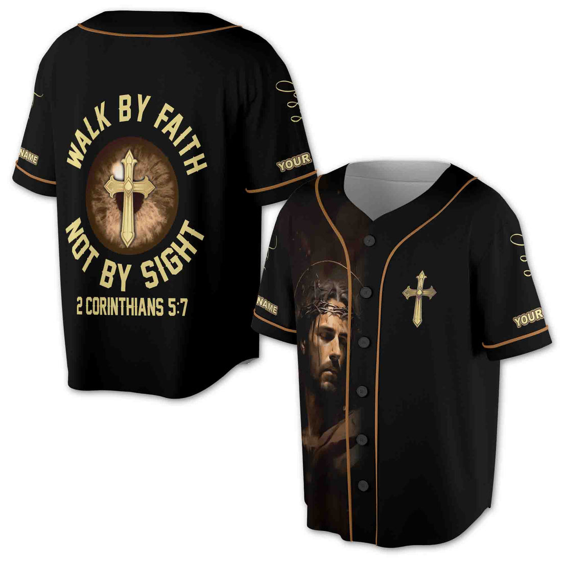 Cross Jesus Eye Walk By Fate, Not By Sight Baseball Jersey S-5XL
