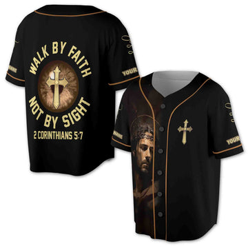 Cross Jesus Eye Walk By Fate, Not By Sight Baseball Jersey S-5XL