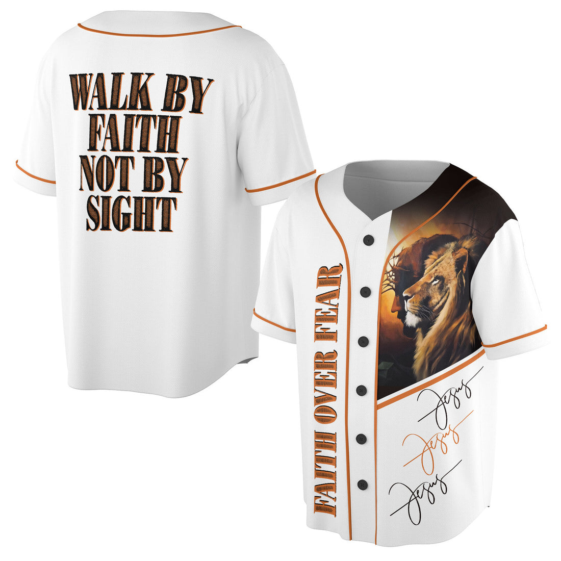 Sun Lion Jesus Christ Faith Over Fear Baseball Jersey S-5XL
