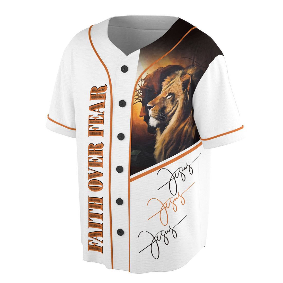 Sun Lion Jesus Christ Faith Over Fear Baseball Jersey S-5XL