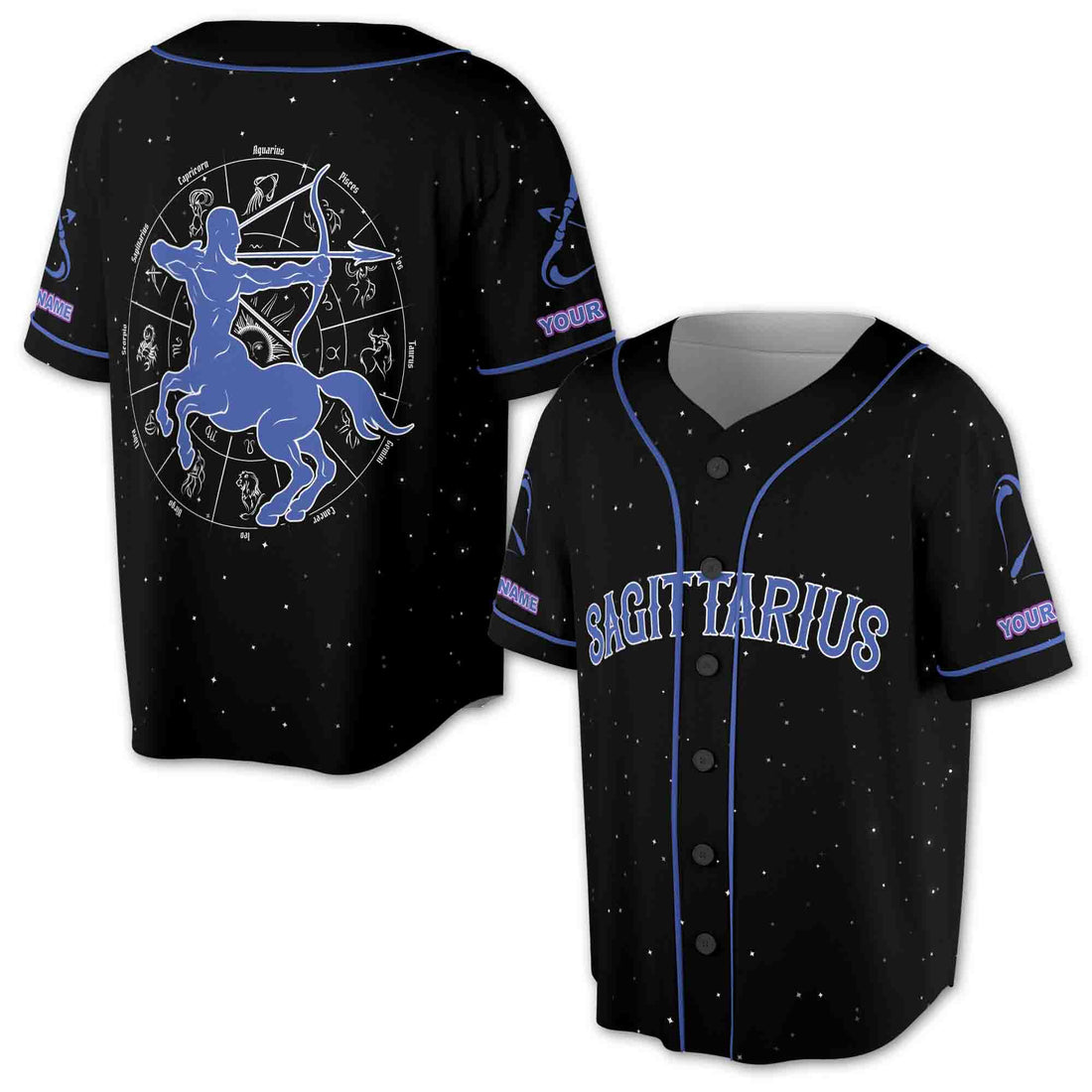 Symbol Zodiac Constellation Sagittarius Star Baseball Jersey S-5XL