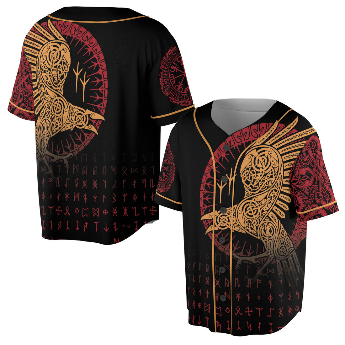 Viking Raven Dark Warrior Pattern Baseball Jersey S-5XL