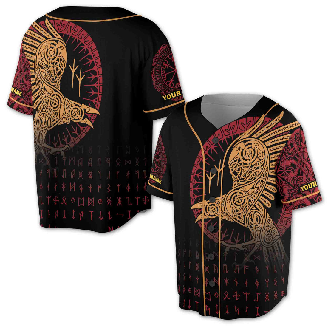 Viking Raven Dark Viking Warrior Pattern Baseball Jersey S-5XL