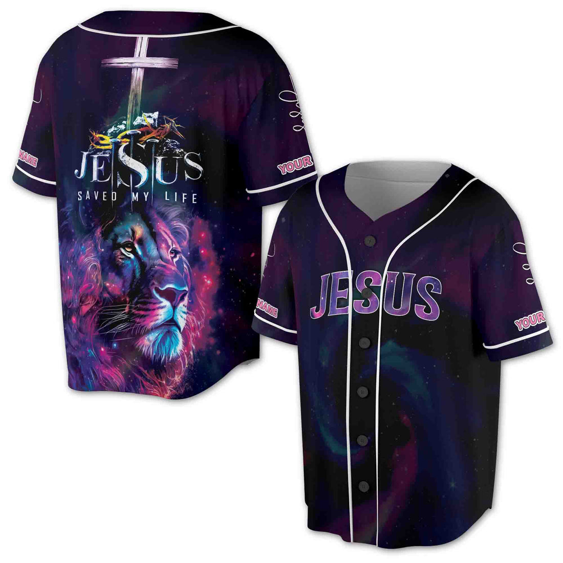 Galaxy Constellation Lion Jesus Save My Life Baseball Jersey S-5XL