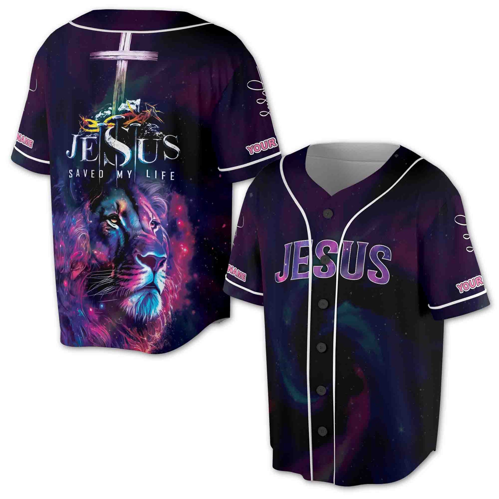Galaxy Constellation Lion Jesus Save My Life Baseball Jersey S-5XL
