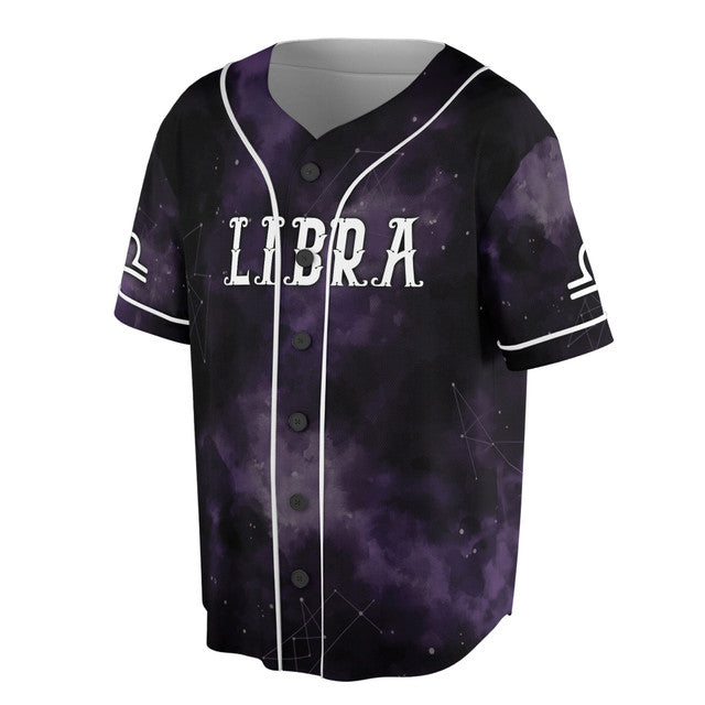 Zodiac Libra Black and White Night Sky Baseball Jersey S-5XL