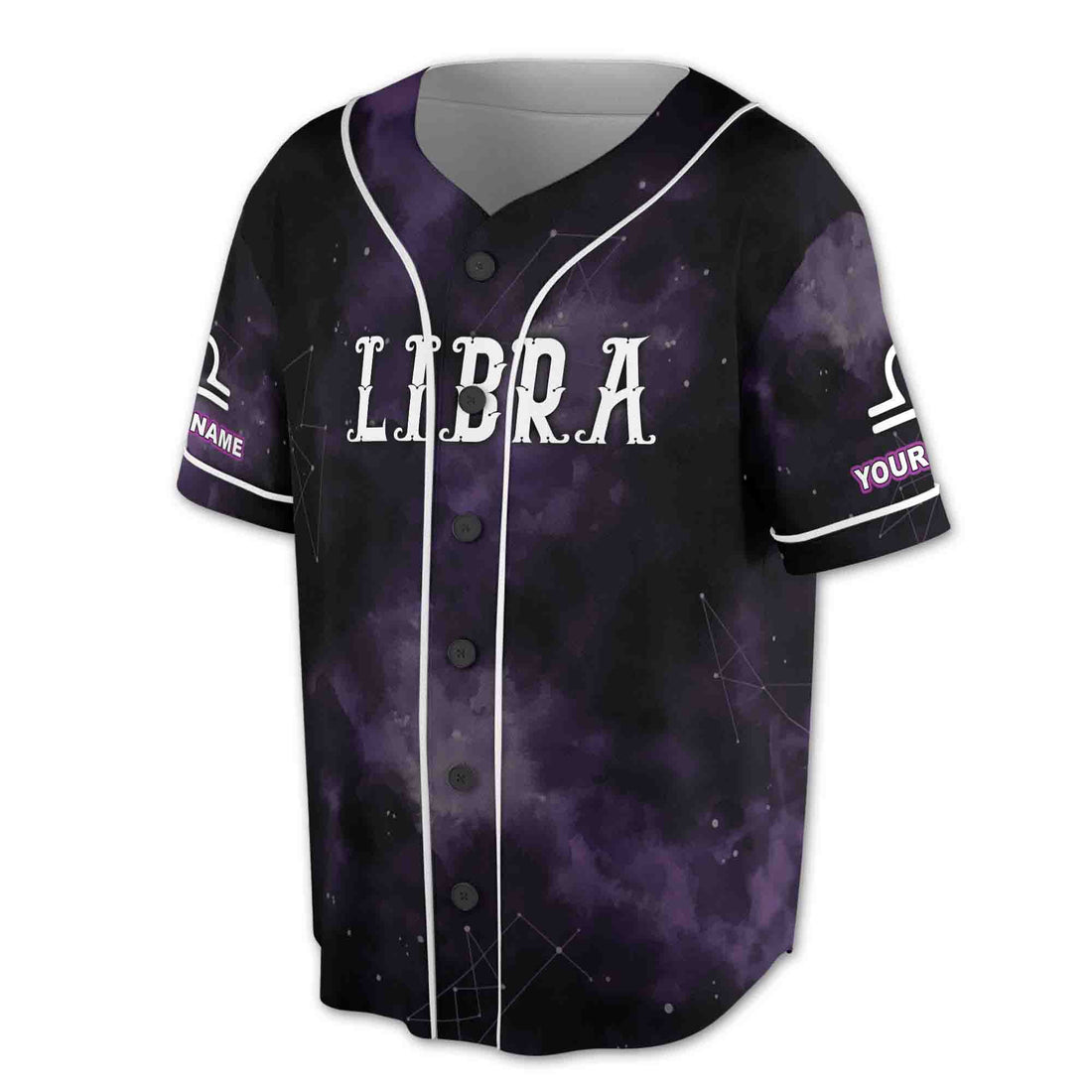 Zodiac Libra Black and White Night Sky Pattern Baseball Jersey S-5XL
