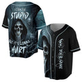 Custom Name Skull I Can Fix Stupid But It's Gonna Hurt Baseball Jersey S-5XL