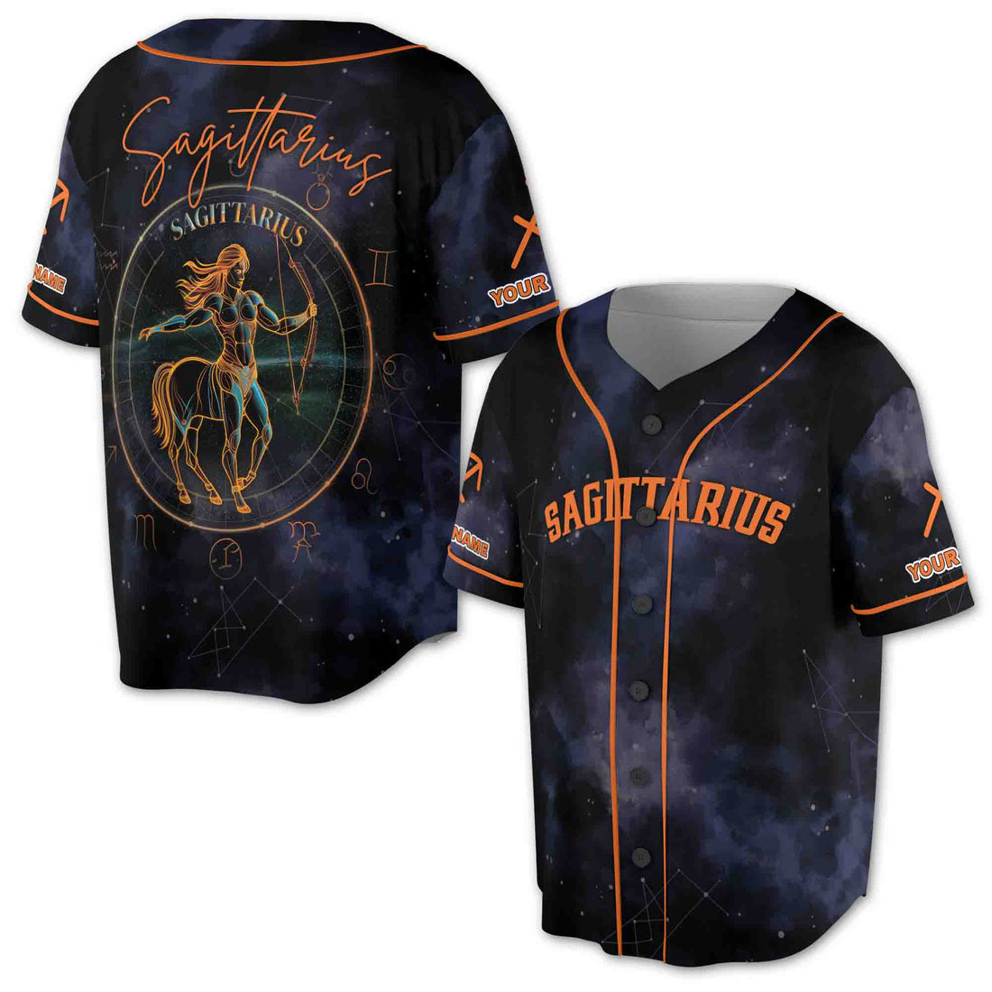 Zodiac Constellation Sagittarius Star Night Sky Pattern Baseball Jersey S-5XL