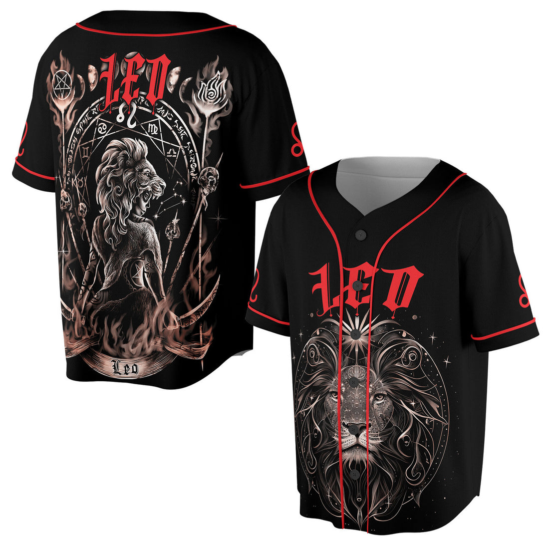 Zodiac Constellation Leo Flame Fire Baseball Jersey S-5XL
