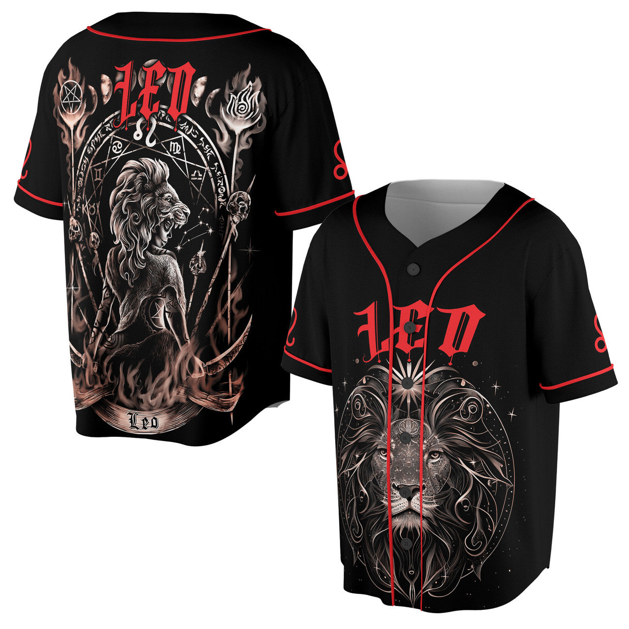 Zodiac Constellation Leo Flame Fire Baseball Jersey S-5XL