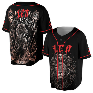 Zodiac Constellation Leo Flame Fire Baseball Jersey S-5XL