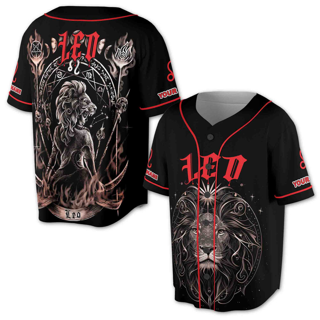 Zodiac Constellation Leo On Flame Hard Fire Baseball Jersey S-5XL