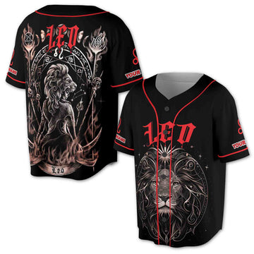 Zodiac Constellation Leo On Flame Hard Fire Baseball Jersey S-5XL