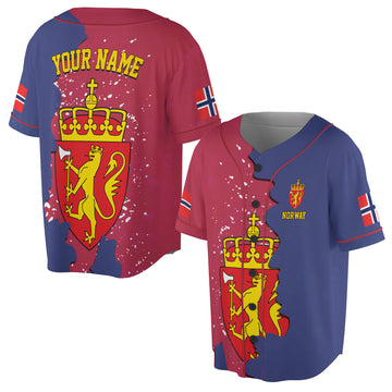Custom Name Norway Coat Of Arms Baseball Jersey S-5XL
