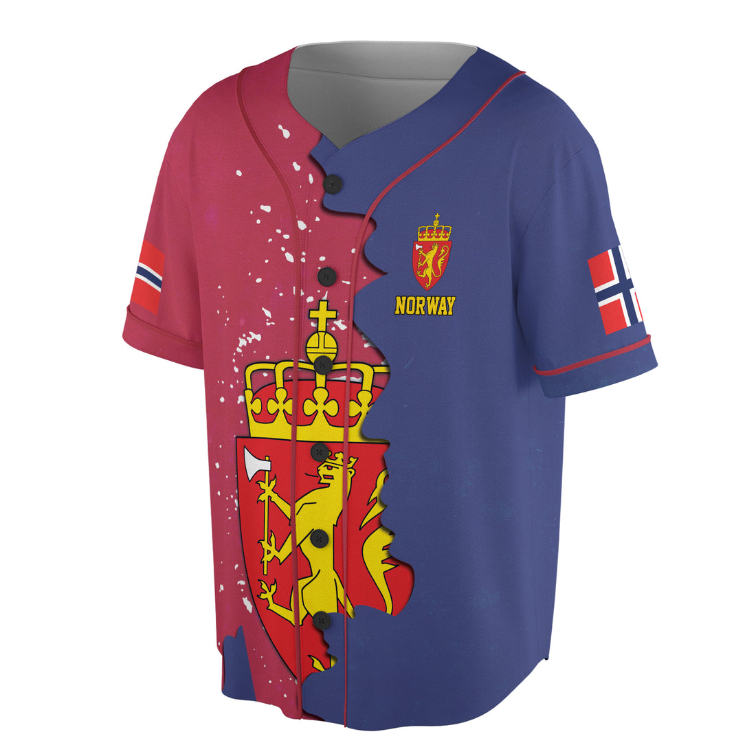 Custom Name Norway Coat Of Arms Baseball Jersey S-5XL