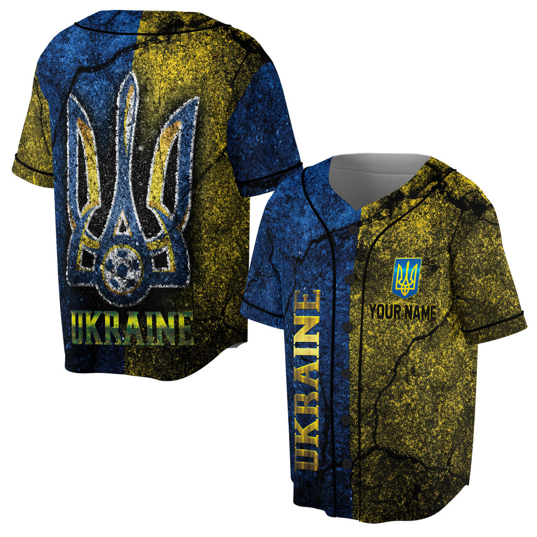 Custom Patriotic Ukraine Coat of Arms Jersey Baseball Jersey S-5XL