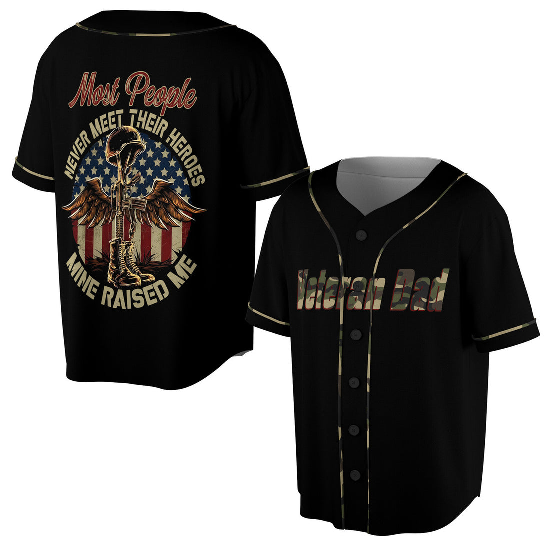 Veteran Dad Most People Never Meet Their Heroes Baseball Jersey S-5XL