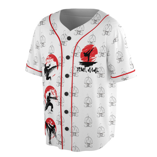 Custom Name Karate Japan Pattern Baseball Jersey S-5XL