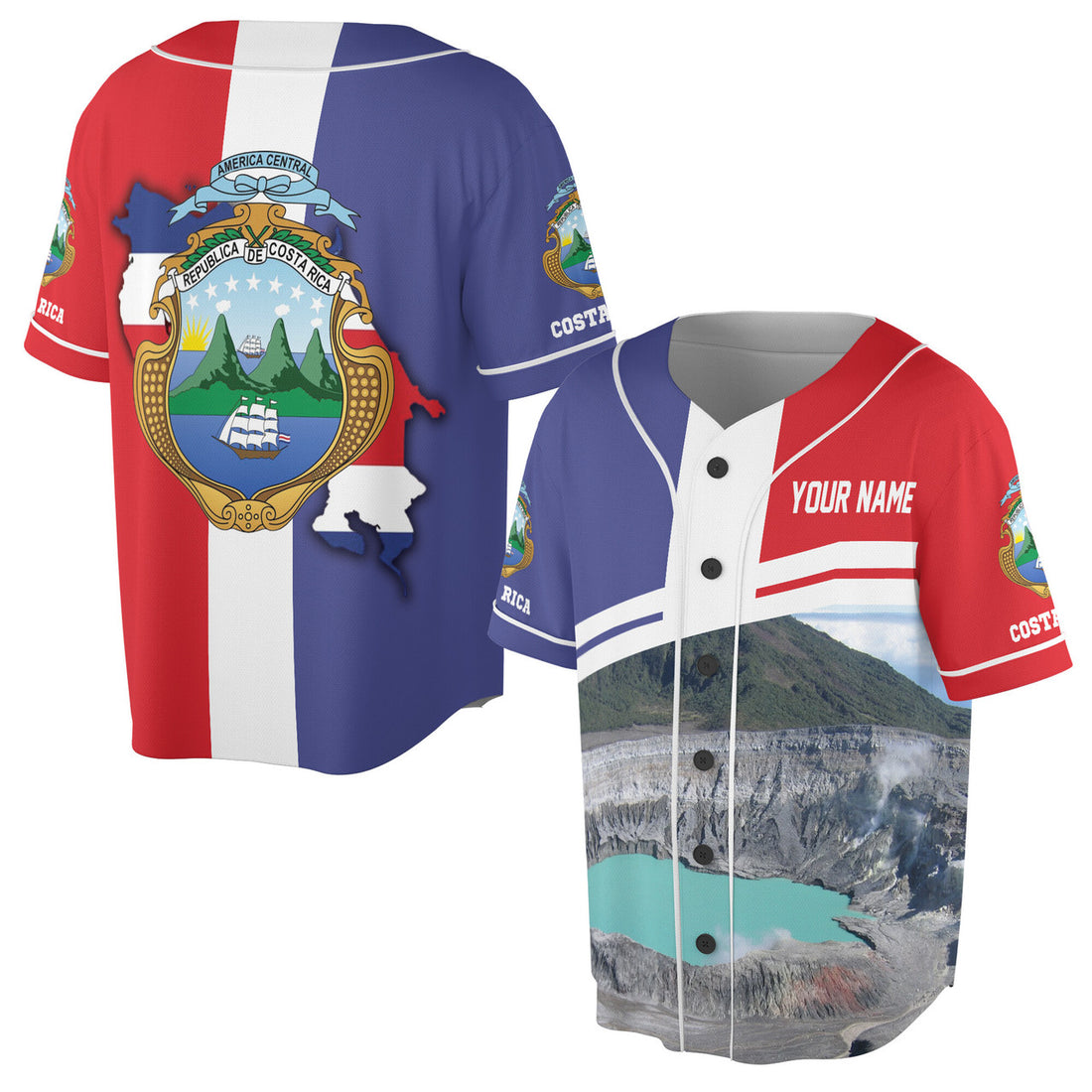 Custom Name PoÃ¡s Volcano Republica De Costa Rica Baseball Jersey S-5XL