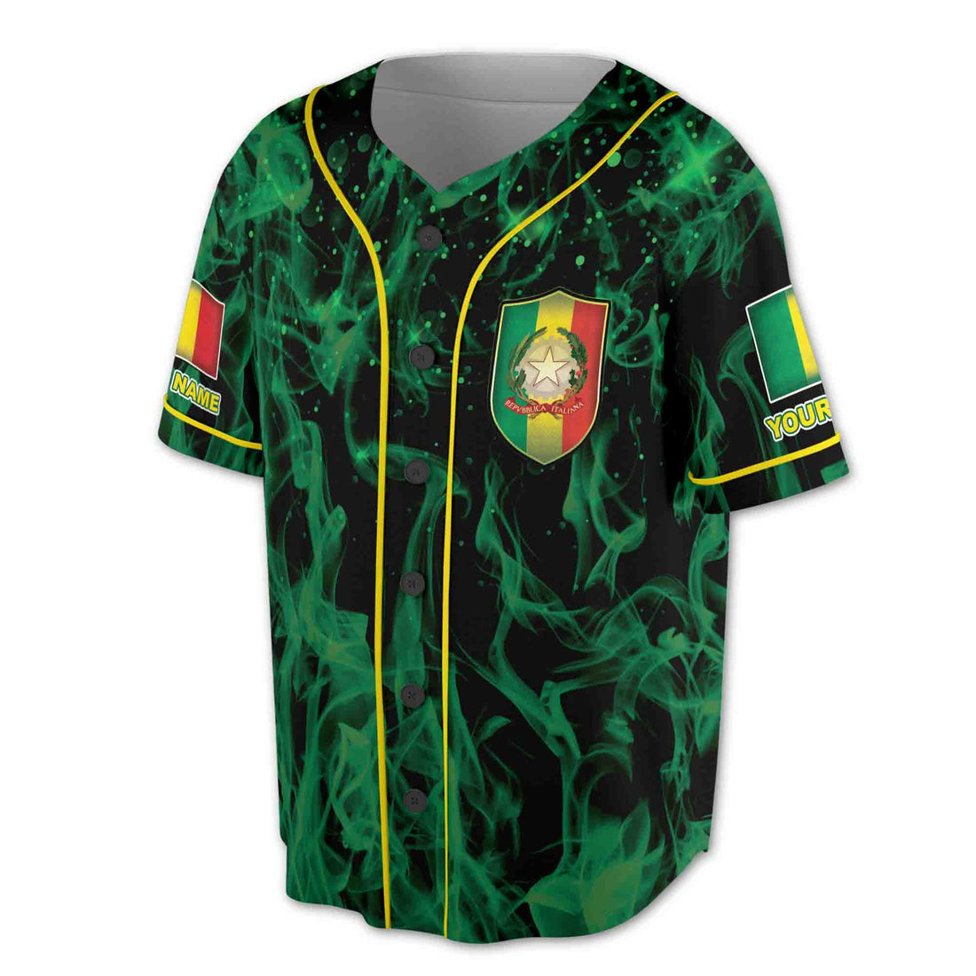 Green Repvbblica Italiana Italy Coat Of Arms Baseball Jersey S-5XL