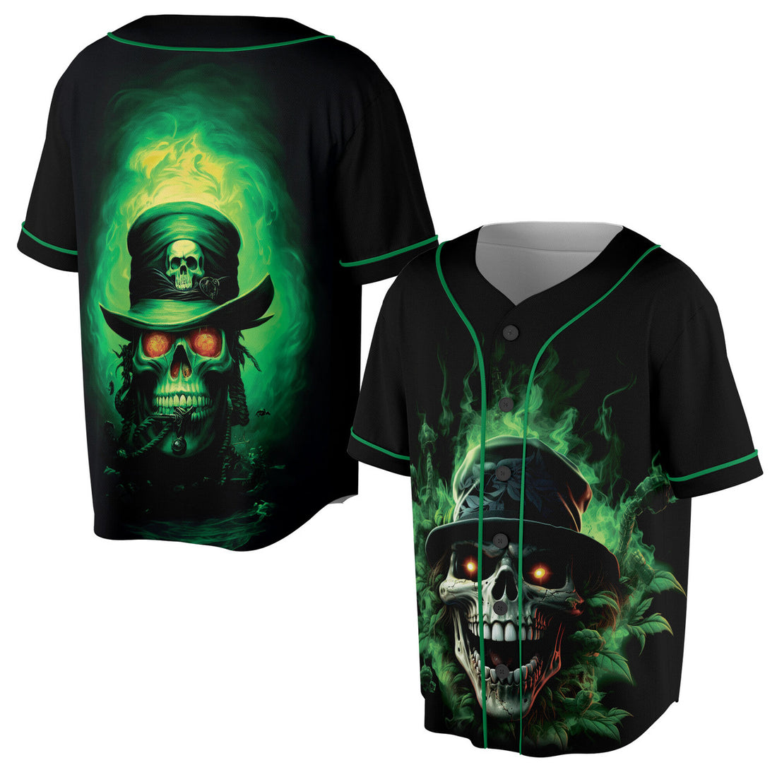 Crazy Skull Skeleton Hatter Nightmare Grunge Baseball Jersey S-5XL