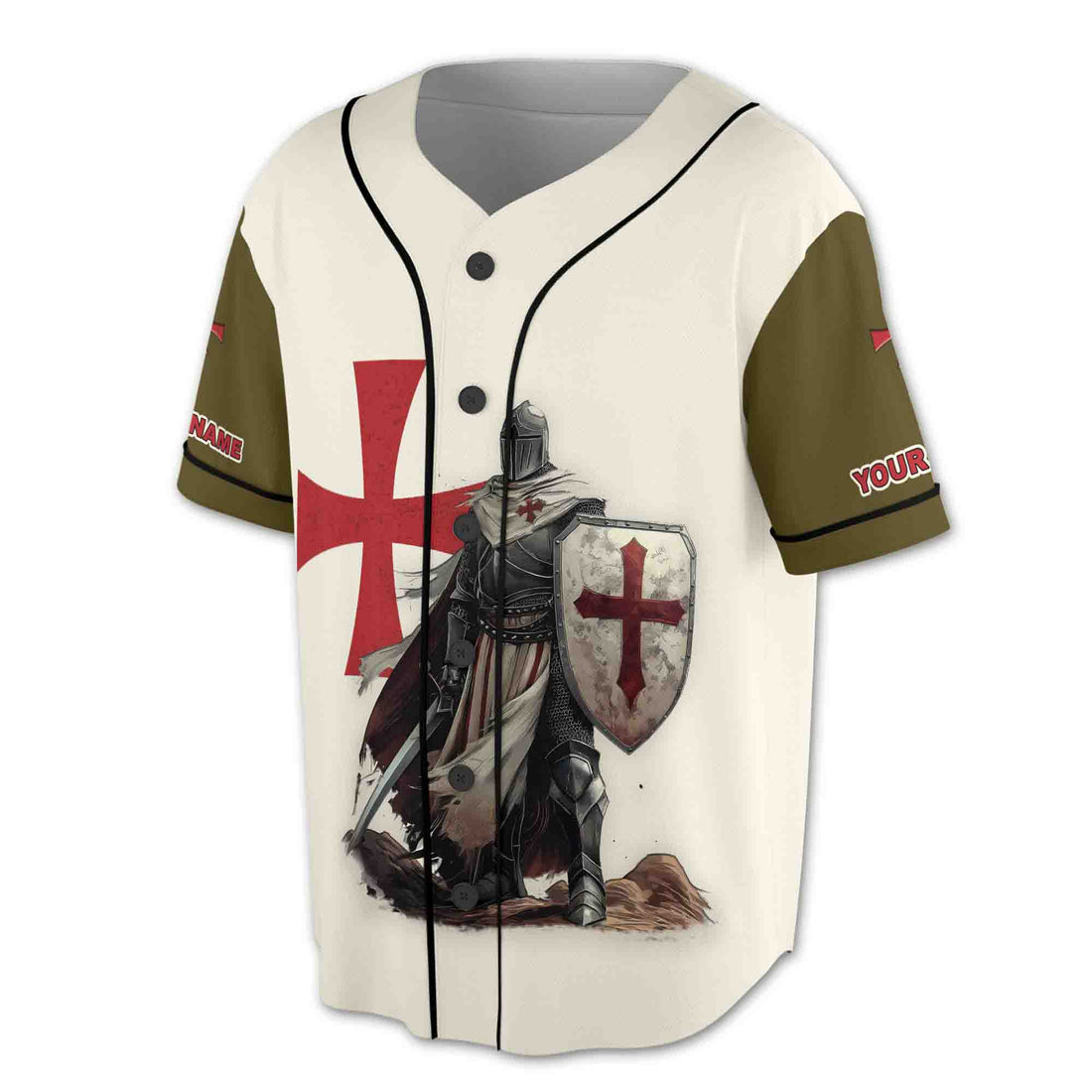 Retro Knight Templar Vintage Cross Baseball Jersey S-5XL