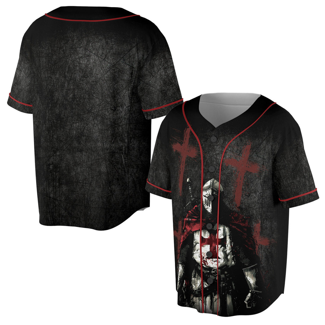 Mystic Knight Templar Grunge Cross Baseball Jersey S-5XL