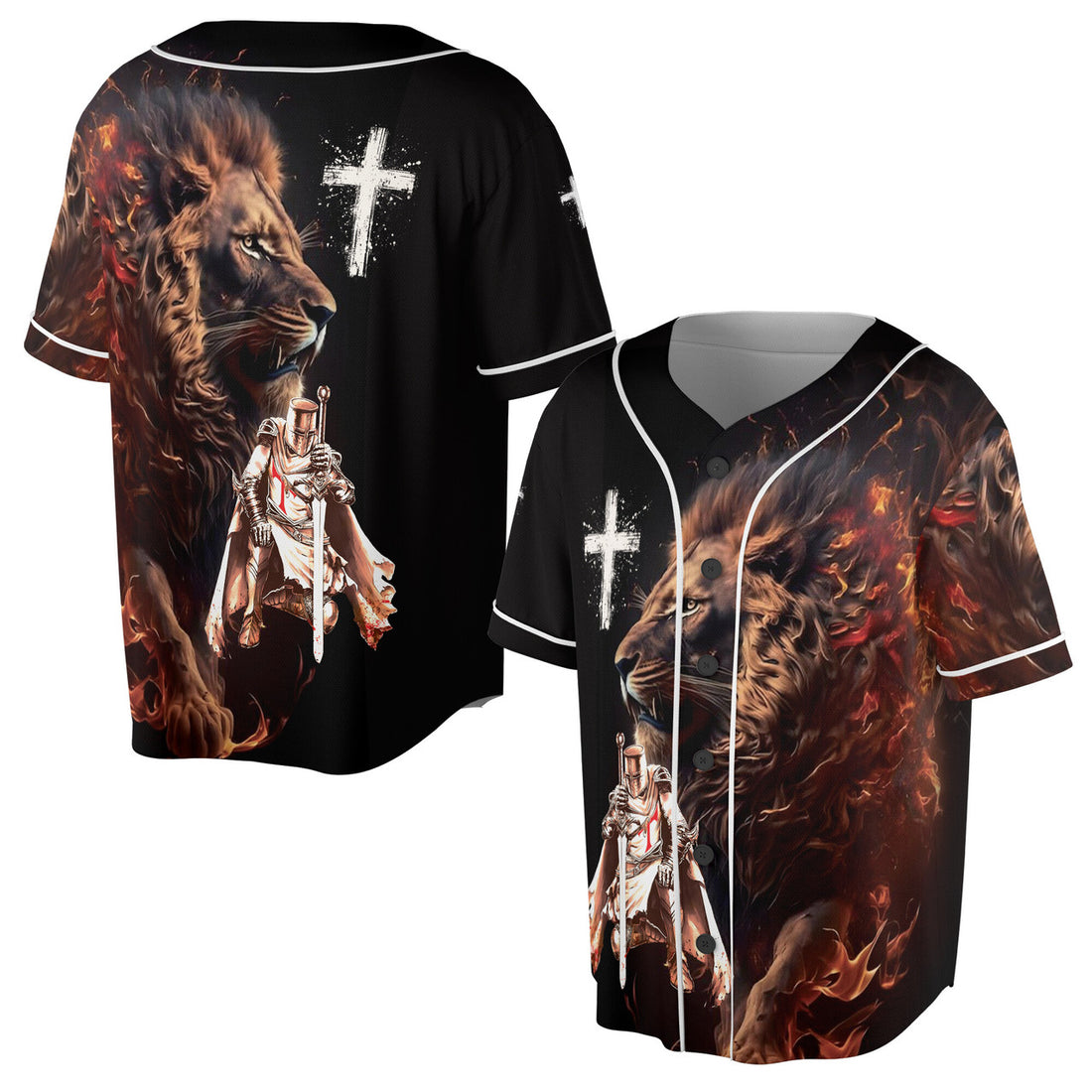 Knight Templar Lion Of Judah Grunge Shirt Baseball Jersey S-5XL