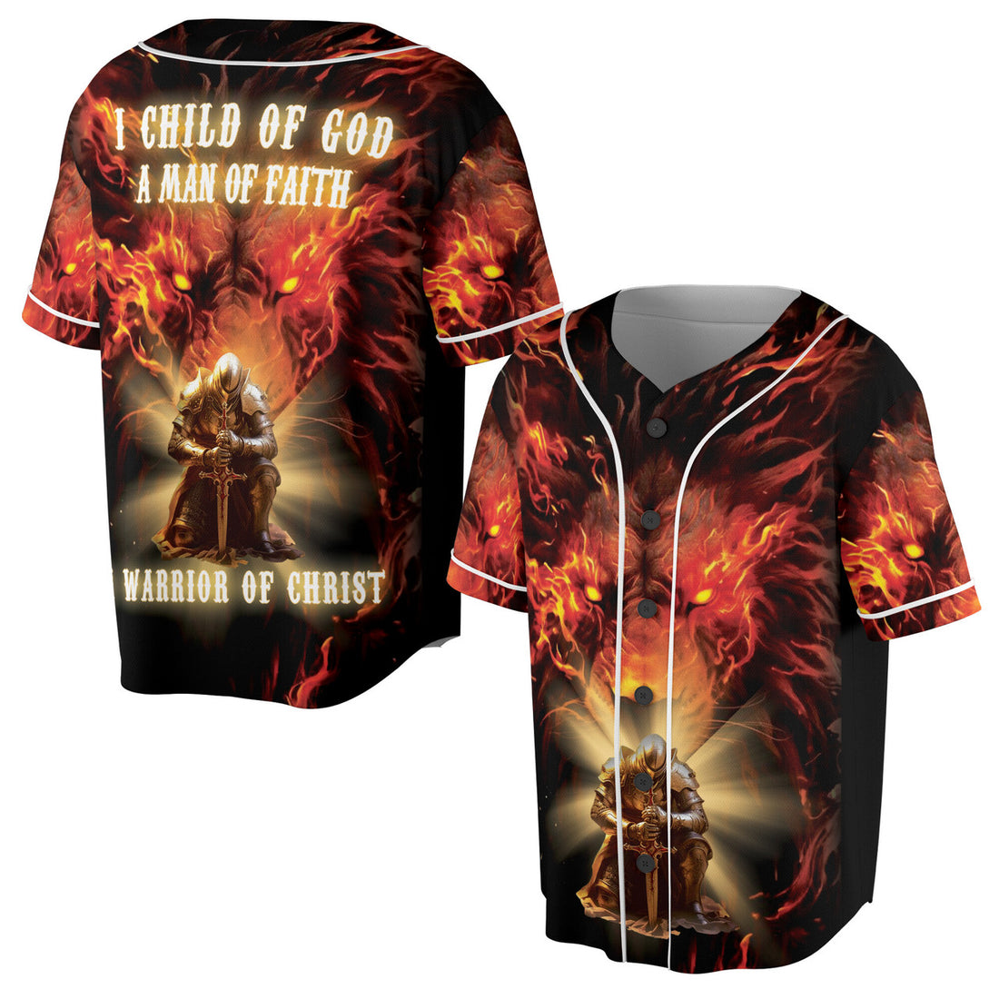 Shinning Knight Lion of Judah Warrior of Christ Baseball Jersey S-5XL