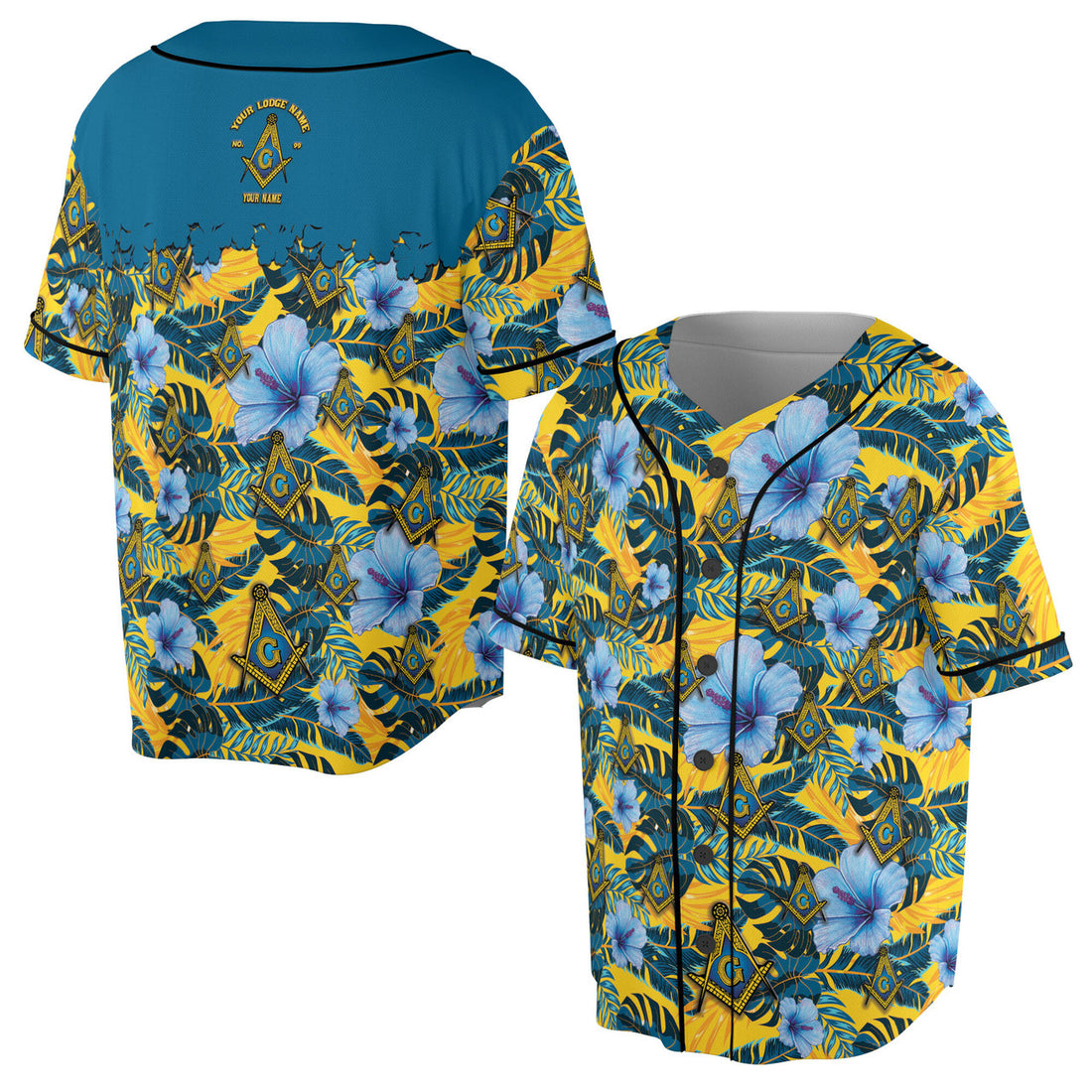 Personalized Masonic Freemason Floral Baseball Jersey S-5XL