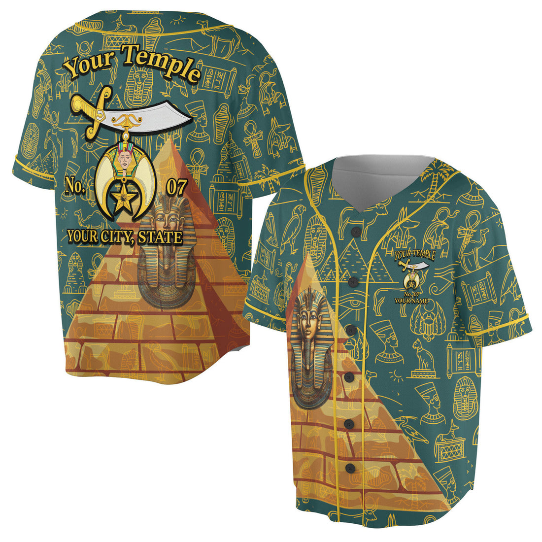 Personalized Masonic Noble Shriner Baseball Jersey S-5XL